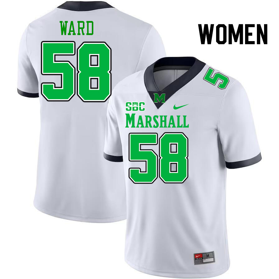 Women #58 Braydin Ward Marshall Thundering Herd SBC Conference College Football Jerseys Stitched-Whi